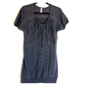 Mur mur laceup grey shirt dress tunic